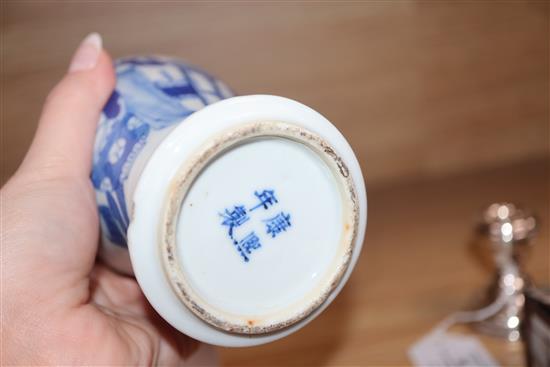 Two Chinese blue and white figure vases, 19th century tallest 20cm